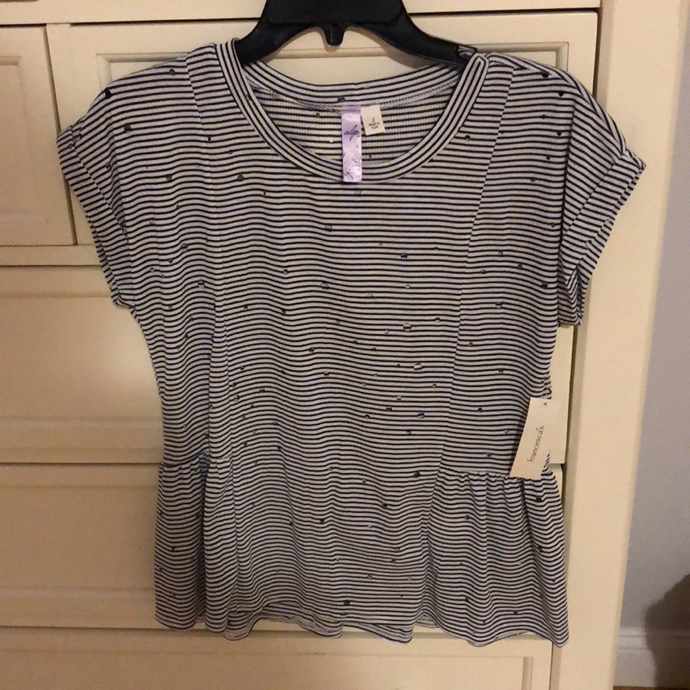 Striped T-shirt with distressing.